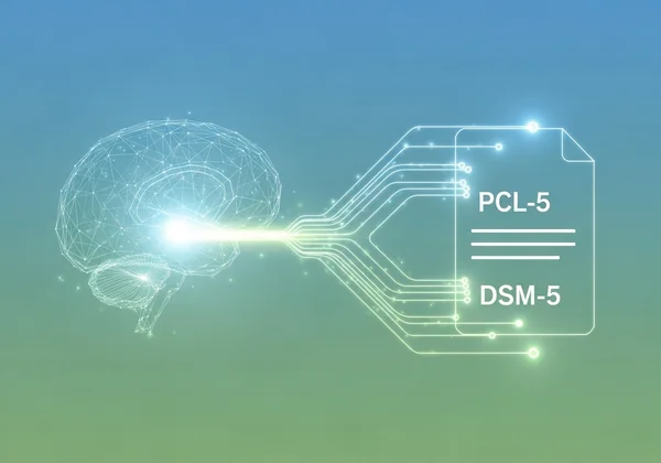 Abstract representation of PCL-5 as a mental health standard.