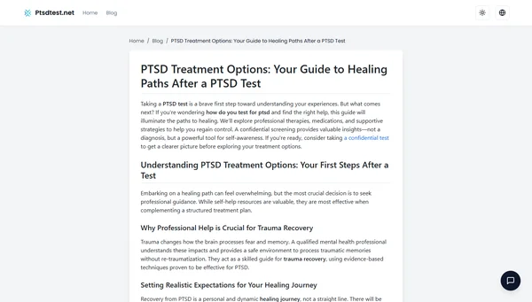 PTSD Treatment Options: Your Guide to Healing Paths After a PTSD Test
