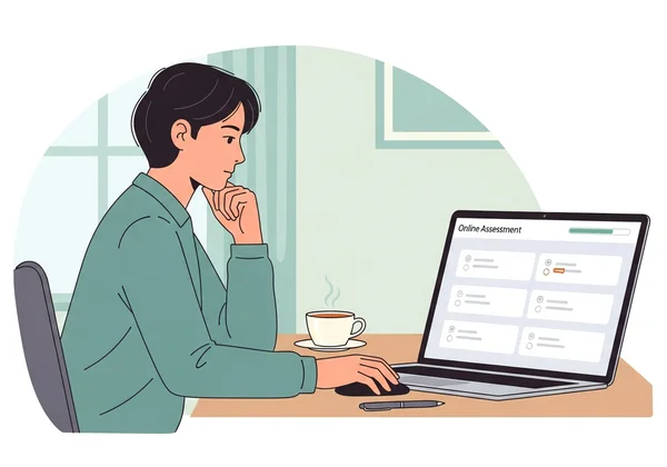 User taking an online PTSD assessment