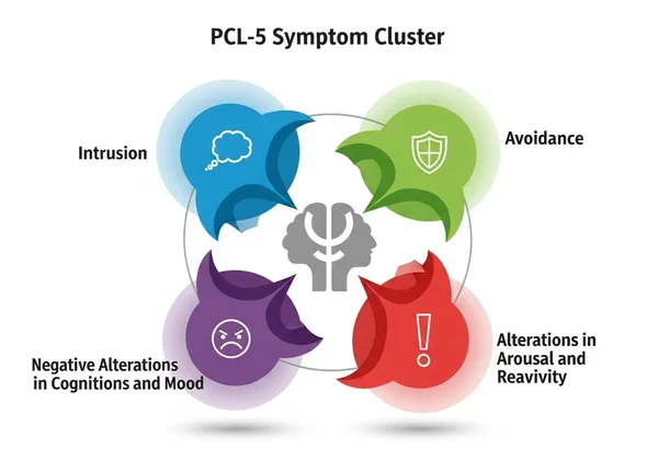 Infographic showing the four PCL-5 symptom clusters.