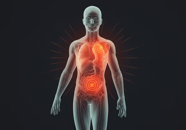 Body showing stress from chronic PTSD.
