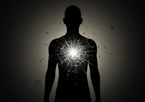 Abstract image of a person with a shattered inner self.