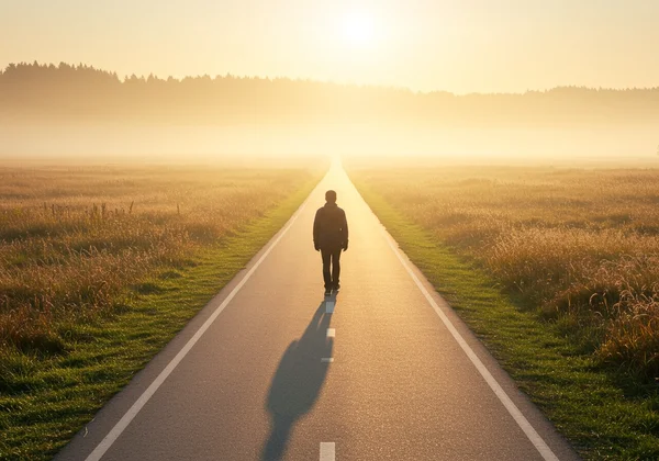 Path forward, person moving towards healing and well-being