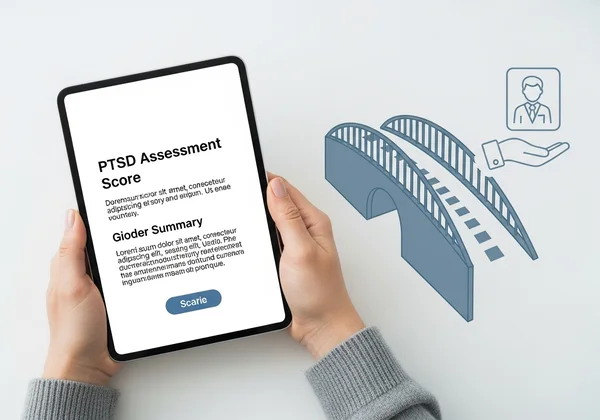 Person reviewing PTSD test results, considering next steps.